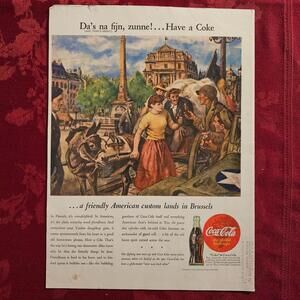 1945 Coca-Cola WWII Brussels Belgium Liberation Coke Ad – Life Magazine